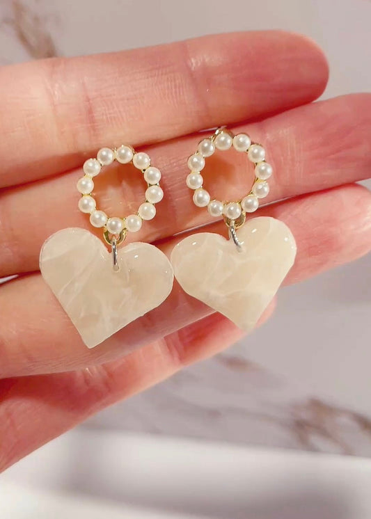 SOPHIA-Pearl Heart Earrings