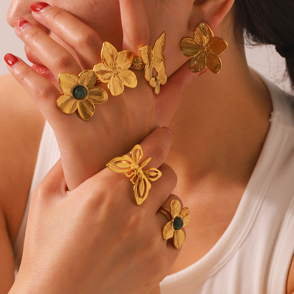 Turquoise Butterfly Open Ring