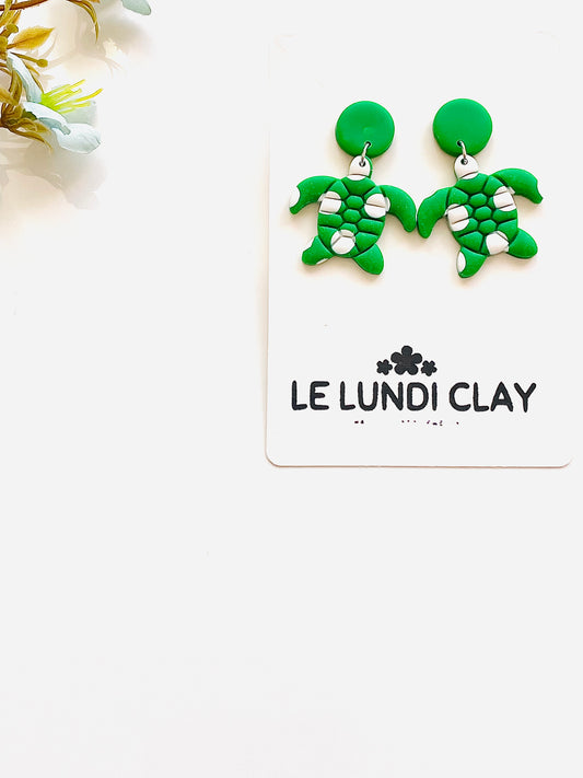 Polka Dot Turtle Dangle Earrings