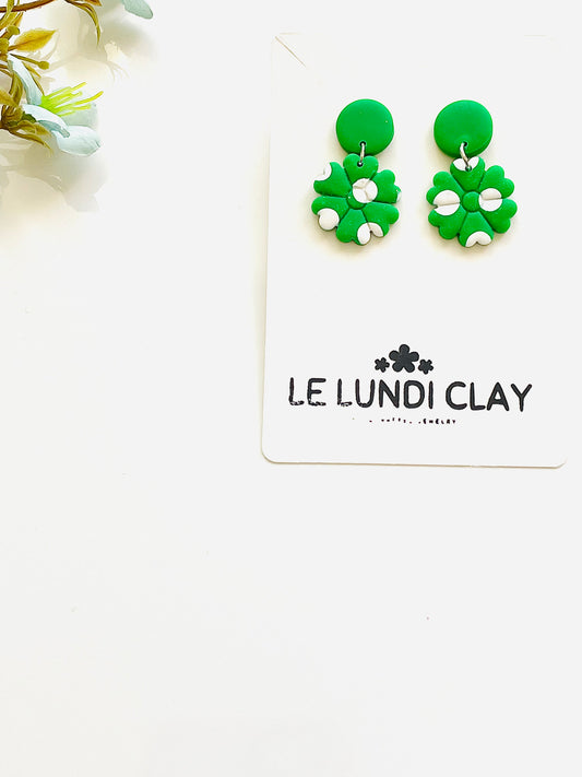 Polka Dot Daisy Dangle Earrings