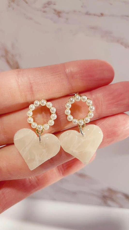 SOPHIA-Pearl Heart Earrings