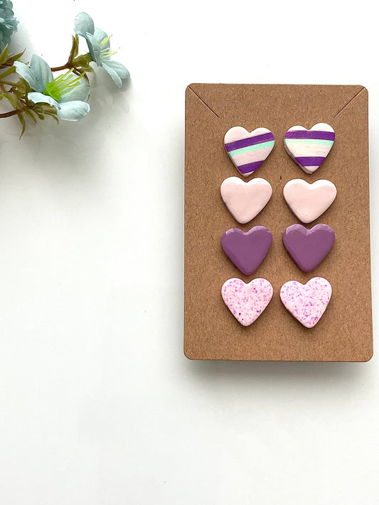 Heart studs(4 pairs)