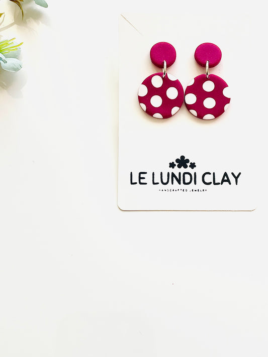 Polka Dot Circle Dangle Earrings