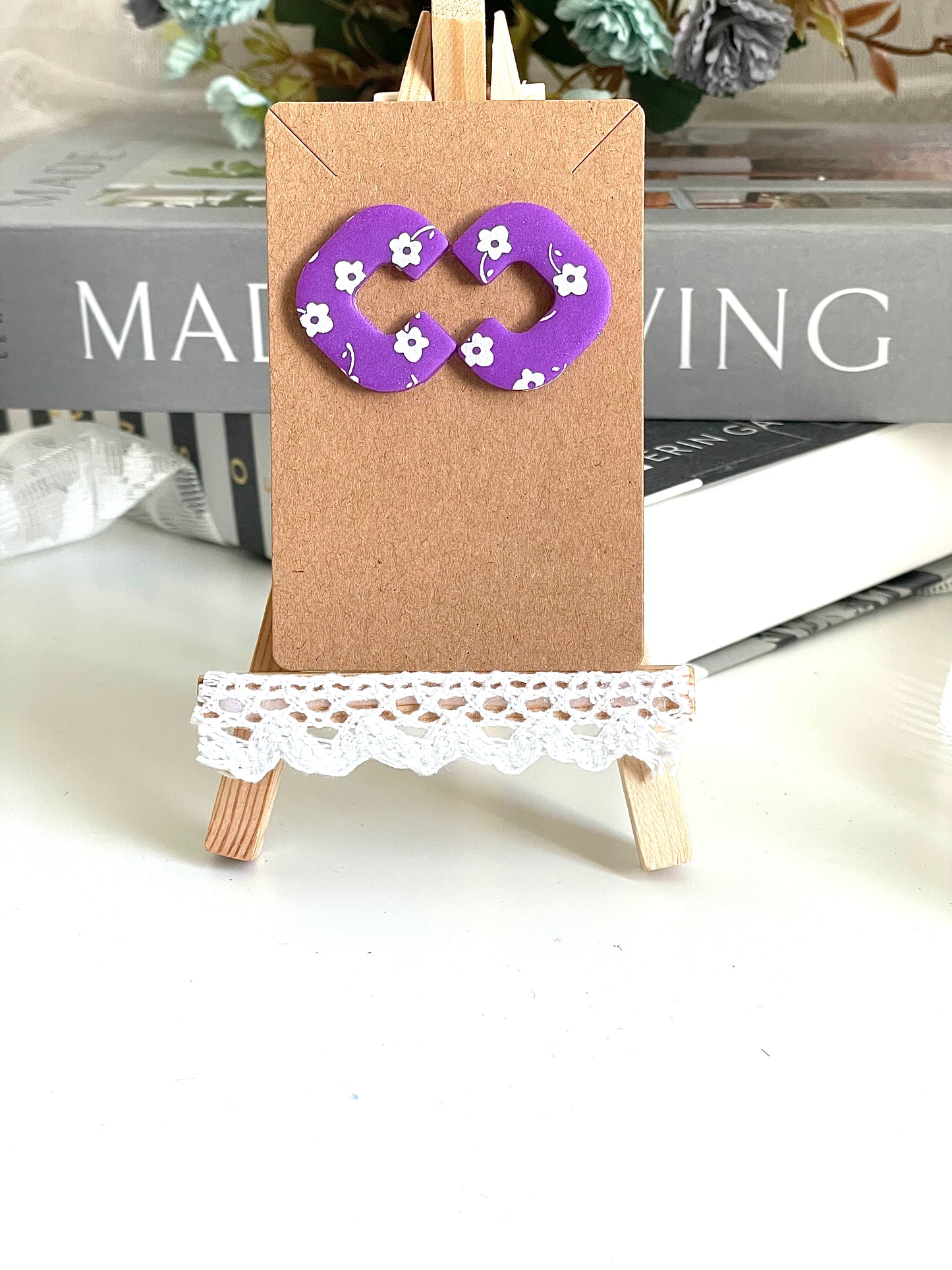 Square Purple Stud Earrings