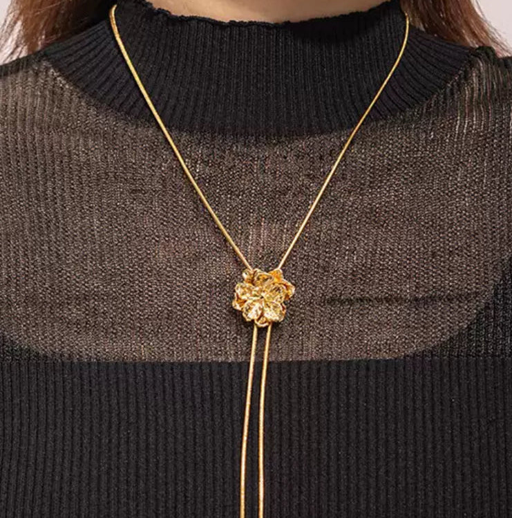Golden Blossom Adjustable Tassel Necklace