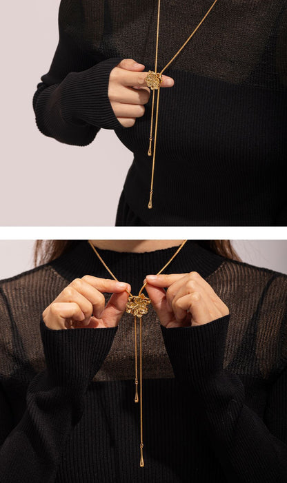Golden Blossom Adjustable Tassel Necklace