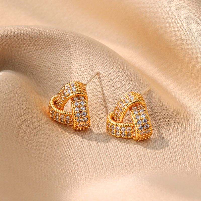 Golden Knot Crystal Studs