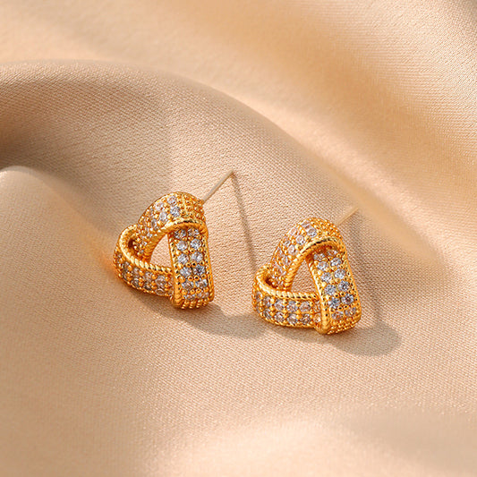 Golden Knot Crystal Studs