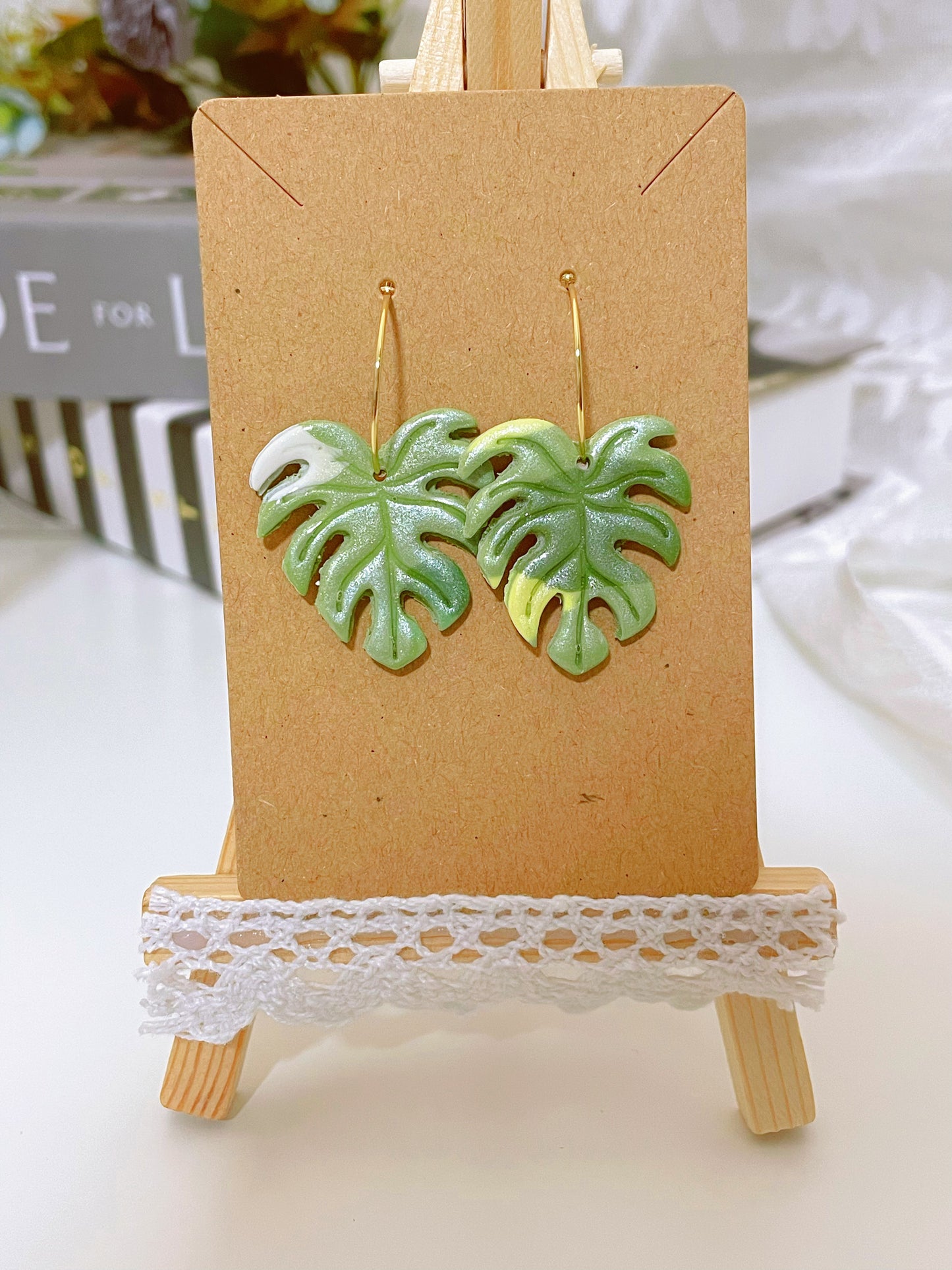 Monstera Leaf Hoop Earrings